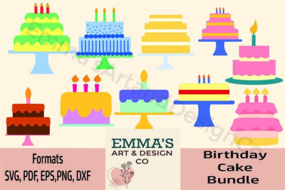 10 Birthday Cake SVG Bundle for Crafts and Graphics