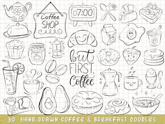 30 Whimsical SVG Coffee and Breakfast Graphics
