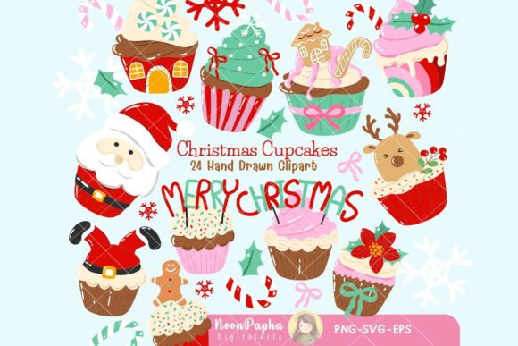 Christmas Cupcakes PNG: A Festive Graphic Asset for Holiday Publishing