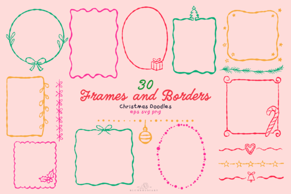 Christmas Frames Borders Line Art Graphics