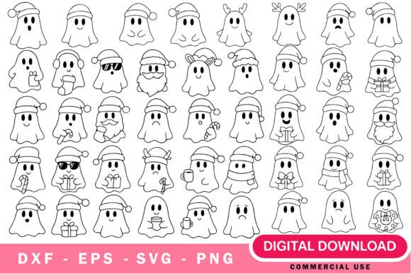 Christmas Ghost SVG Bundle for Graphics and Illustrations