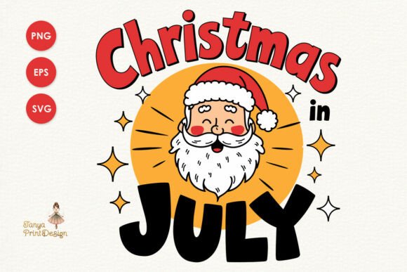 Christmas in July Santa SVG PNG Clipart for T-Shirt Designs