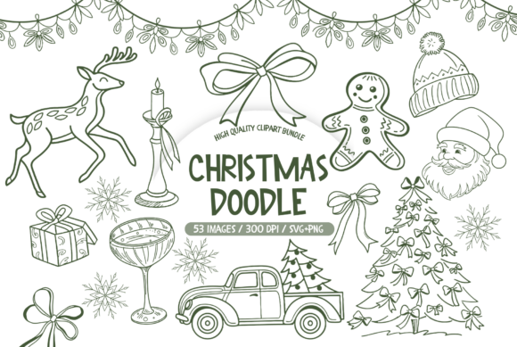 Christmas Line Art Clipart SVG Set Review