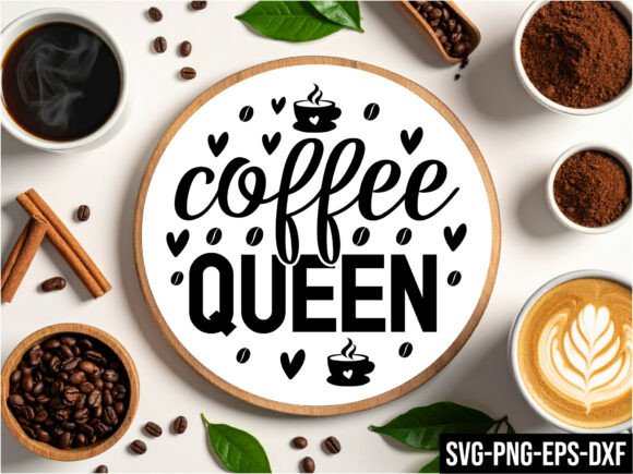 Coffee Queen Round Sign Svg for Crafts and Graphics