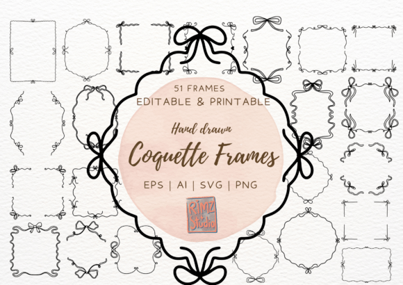 Hand Drawn Coquette Bow Frames SVG EPS Review