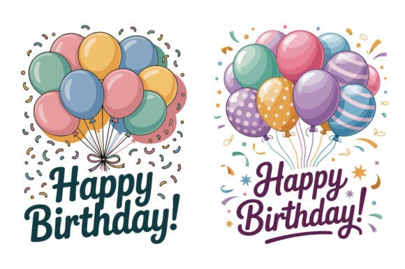 Happy Birthday Balloon Wishes Clipart for Graphics and Illustrations