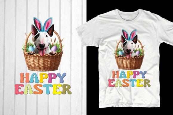 Happy Easter Bull Terrier Dog Graphic for T-Shirt Designs