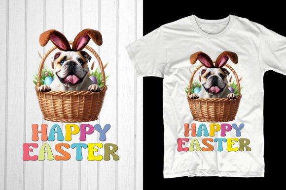 Happy Easter. Bulldog Dog Graphics for T-Shirt Designs