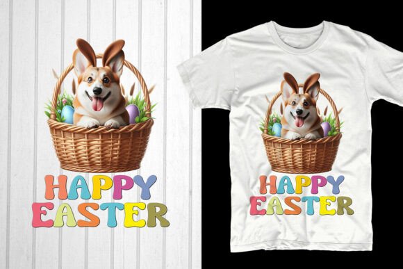 Happy Easter Corgi Dog Graphic for T-Shirt Designs
