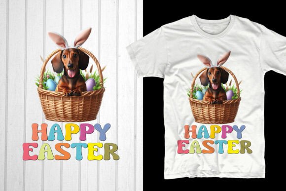 Happy Easter Dachshund Dog Graphic for T-Shirt Designs