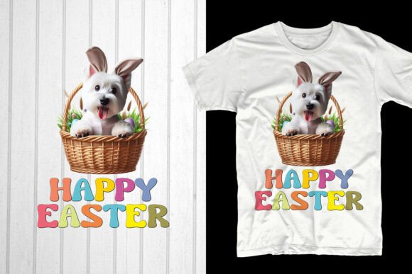 Happy Easter Day. Westie Dog Graphic for T-Shirt Designs