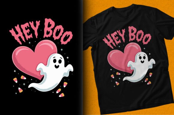 Hey Boo Halloween Heart T-shirt Design Graphics