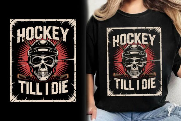 Hockey Till I Die Skull Vector Design for T-Shirt Graphics