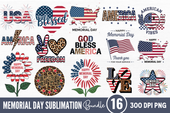 Memorial Day Sublimation Bundle for Graphics and Crafts