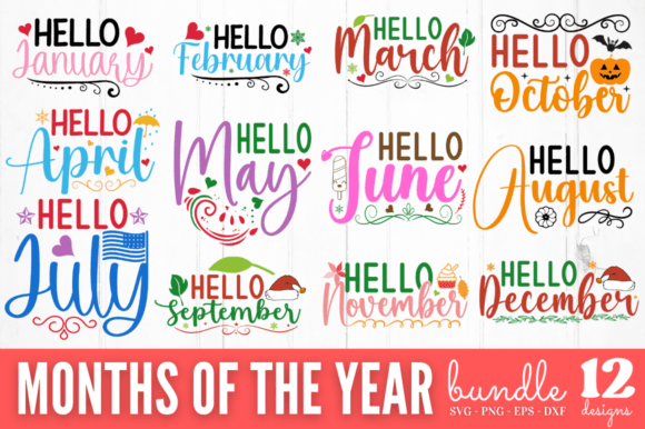 Months of the Year SVG Bundle for Crafts and Graphics