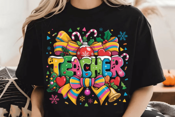 Retro Reindeer Christmas Teacher SVG for T-Shirt Designs