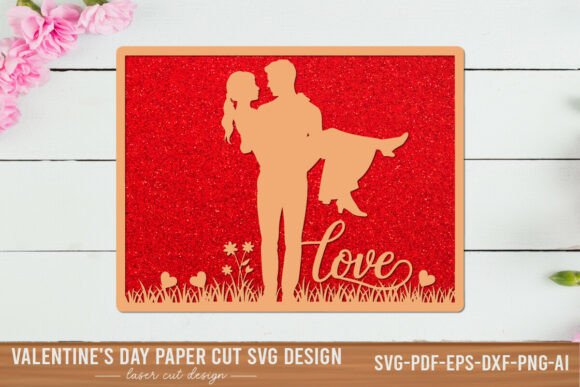 Valentine Couple Paper Cut SVG for Crafts and Graphics