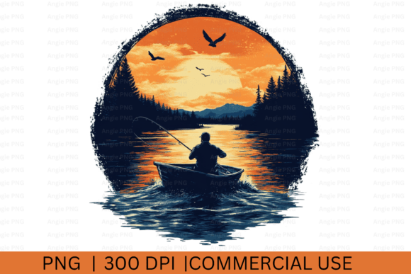 Watercolor Fishing Father’s Day PNG for Crafts and Graphics